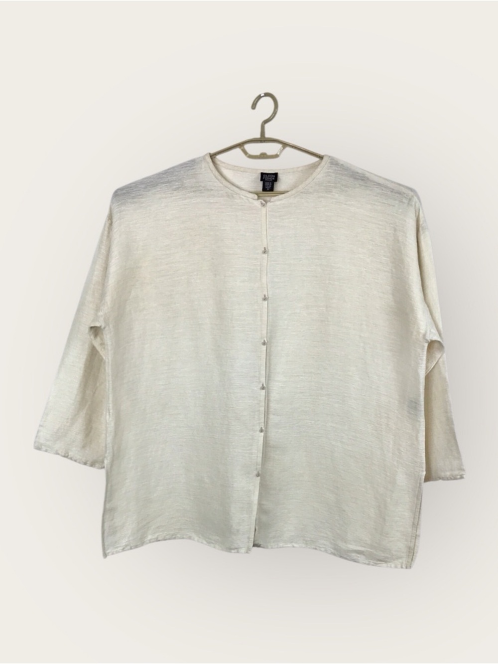Eileen Fisher Cream Linen & Cotton Blouse or Jacket Topper